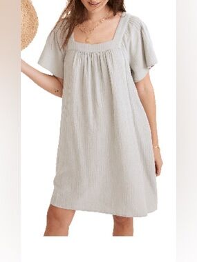 Madewell Lightspun Butterfly Square Neck Minidress in Glassware Blue, Women’s XL